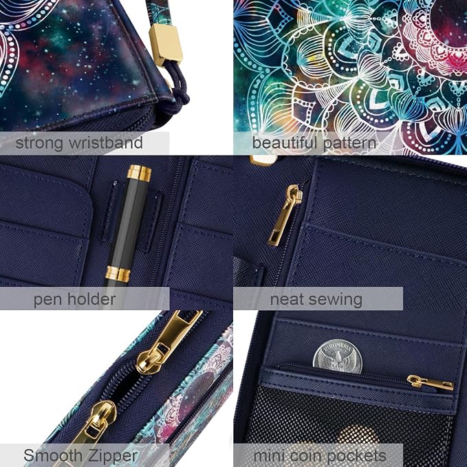 Family Passport Holder Wallet RFID Blocking Document Organizer PU Leather - Image 5