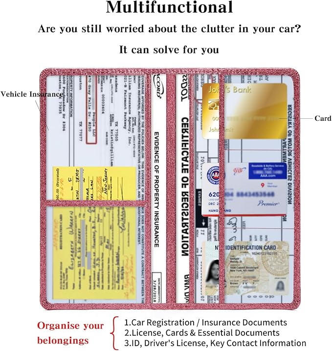 TILDOSAC 2Pack Leather Car Registration and Insurance Card Holder, Car Document - Image 3