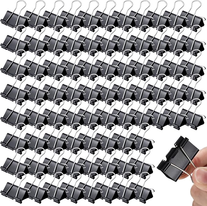 Yexiya 300 Pcs Medium Binder Clips Paper Med Clips Office Supplies Paper Clamps for Teachers Students School Office Business Paperwork Supplies (Black, 1.25 Inch)-DeskLoop Office