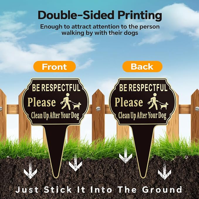 2 Pack Clean Up after Your Dog Signs Pick Up After Your dog sign 13.6"x9.6" - Image 6
