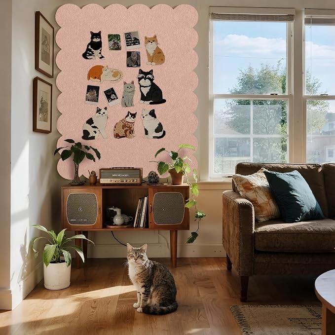 Lightomorrow Scalloped Bulletin Board, 48 x 36 Inches Felt Pin Board - Image 6