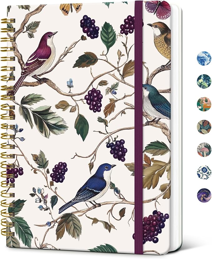 Taja Spiral Journal Notebook for Women, Pretty Hardcover Lined Notebook for by Taja