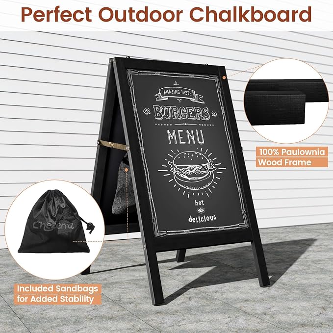 Chezerra A Frame Chalkboard Sign, Wooden Standing ChalkBoards Set - Image 6