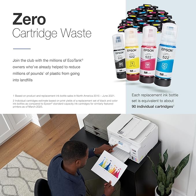 Epson EcoTank ET-4800 Wireless All-in-One Cartridge-Free Supertank Printer with Scanner, Copier, Fax, ADF and Ethernet – Ideal-for Your Home Office, White-DeskLoop Office