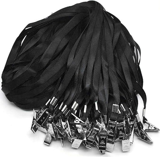 Beebel Black Lanyards 100 Pack Nylon Flat Badge Lanyard Bulldog Clip by Beebel