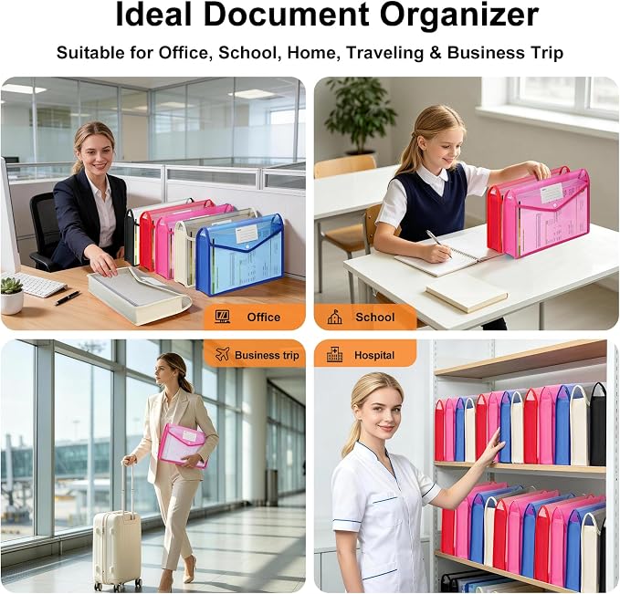 5 Pack Plastic Expanding File Folder, A4 Document Folder Large Capacity - Image 7