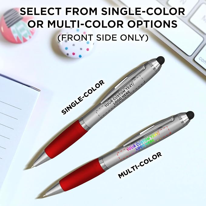 DISCOUNT PROMOS Custom Stylus Ballpoint Pens Set of 100, Personalized Bulk Pack - Image 6