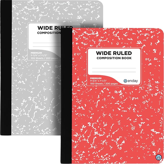 Enday Composition Notebooks Wide Ruled Paper, Colored Marble Composition by Enday
