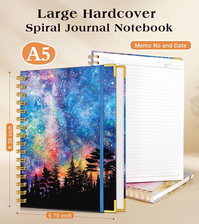 Lined Spiral Notebook Journal for Women, 150 Pages Cute Notebooks 5.75” x 8.38” - Image 3