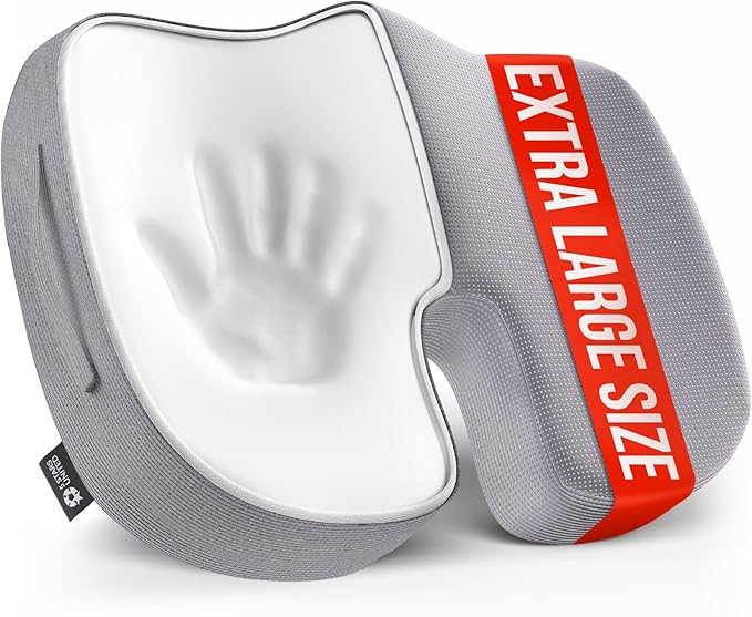 5 STARS UNITED Seat Cushion for Tailbone Pain Relief – Large Memory Foam Lifting Pillow for Coccyx, Hip, Sciatica & Post-Surgery Recovery – Wheelchair, Car, Desk, Gaming & Office Chairs, Light Gray-DeskLoop Office