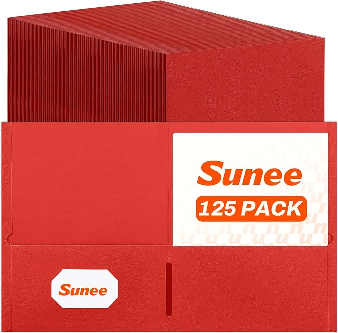 SUNEE Folders with Pockets, 2 Pocket Folders Fit Letter Size Paper, Paper File by SUNEE