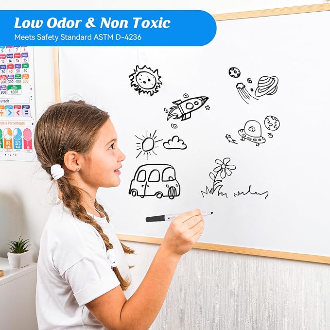 maxtek Low Odor Dry Erase Markers Chisel Tip, 40 Bulk Black Whiteboard Markers - Image 5