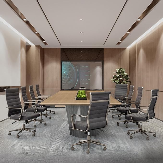 Okeysen Office Desk Chair Conference Room Chairs Modern Ergonomic Executive Swivel Chair Adjustable Height PU Leather Home Desk Chair with Armrests Comfy Computer Task Chairs with Wheels (Retro Black)-DeskLoop Office