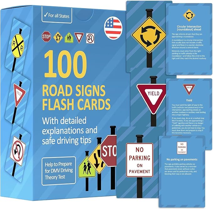 Road Signs Flash Cards with Detailed Explanations and Safe Driving Tips by WellBalanced