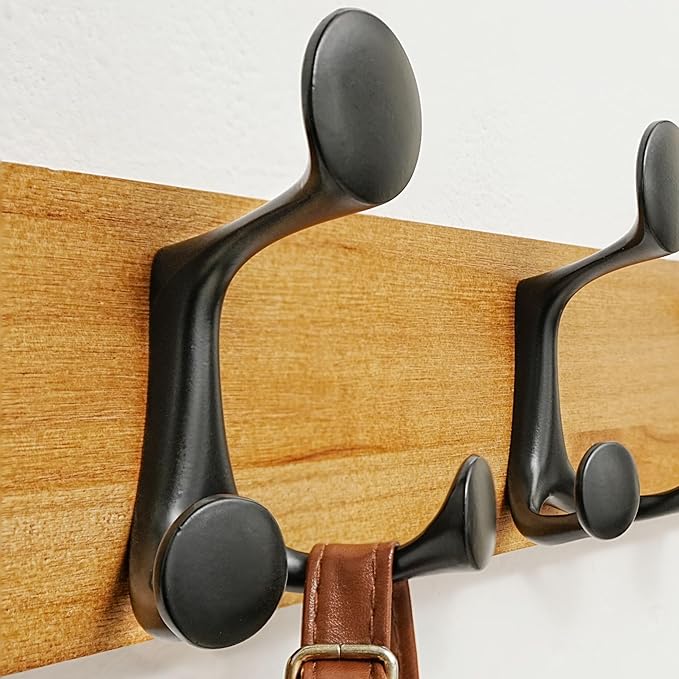 SKOLOO 24-Inch Light Brown Wood Coat Rack Wall Mount with 5 Triple Hooks - Ideal for Family Entrances, Classrooms, and Pet Supplies Storage - Perfect Coat Hooks for Wall-DeskLoop Office