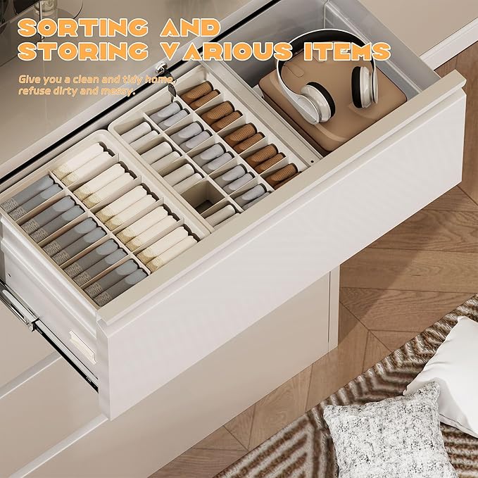 Superday Lateral File Cabinet 4 Drawer Metal File Cabinet with Lock, White Filing Cabinets for Home Office, Locking Filing Cabinets Hanging Files Letter/Legal/F4/A4-DeskLoop Office