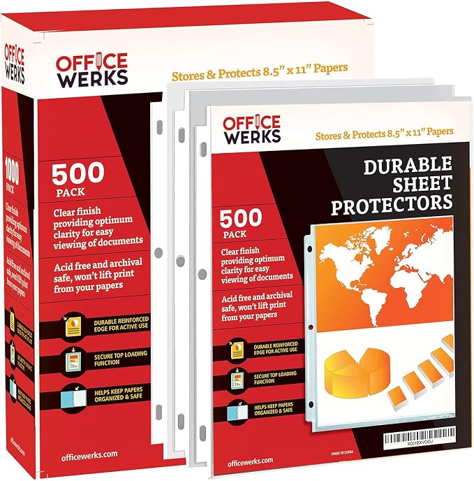 OfficeWerks Clear Sheet Protectors 8.5x11 by Office+Werks