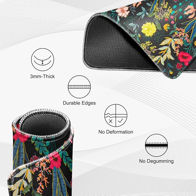 JIKIOU 3 Pack Mouse Pad with Stitched Edge, Portable Size-10.2x8.3in Flowers | - Image 3