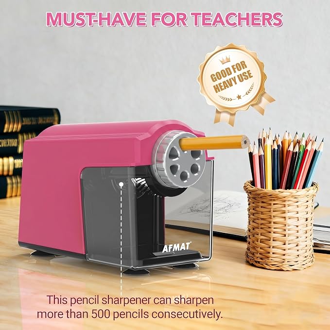AFMAT Electric Pencil Sharpener Heavy Duty, 6 Holes, Cordless & Rechargeable - Image 7