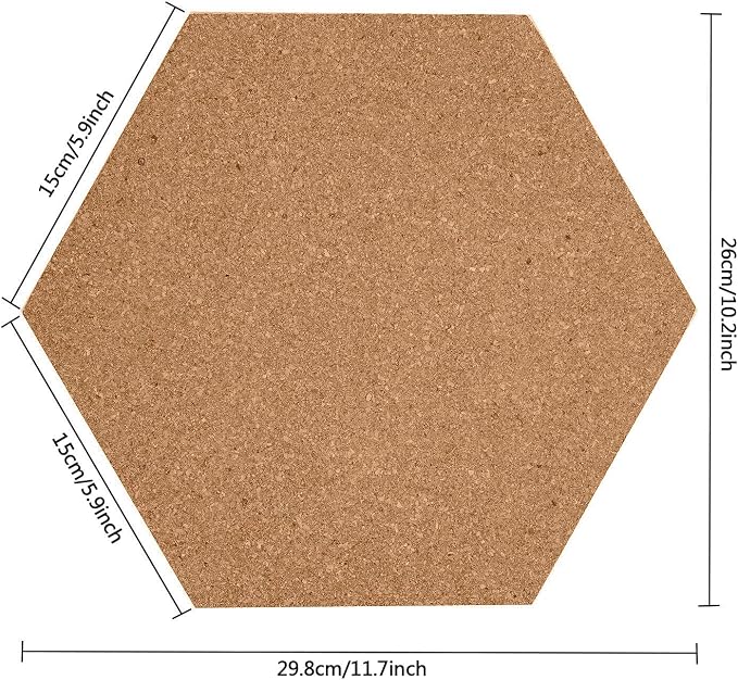 HBlife 10 Pack Hexagon Self-Adhesive Cork Board Tiles Mini Wall Bulletin Board - Image 2