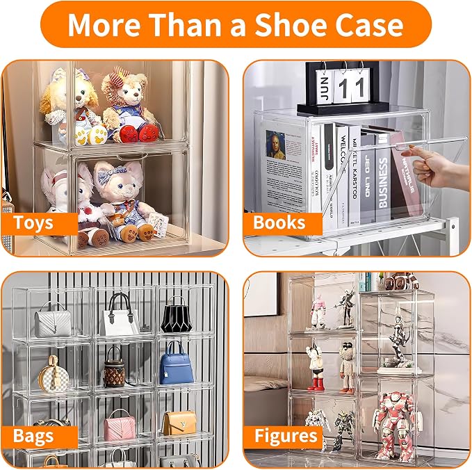 3 Pack Clear Acrylic Sneaker Shoe Display Case, Shoe Storage Boxes Stackable - Image 7