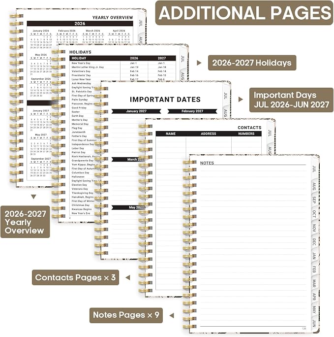 Academic Planner 2026-2027, Weekly and Monthly Calendar Book, July 2026 – June - Image 4