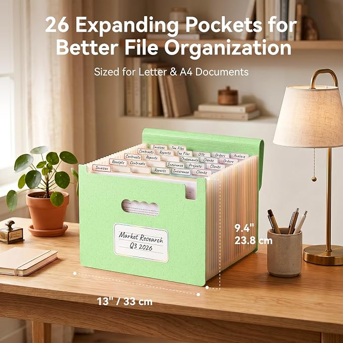 ThinkTex Accordion File Organizer, 26 Pockets Expanding File Folders, Monthly - Image 2