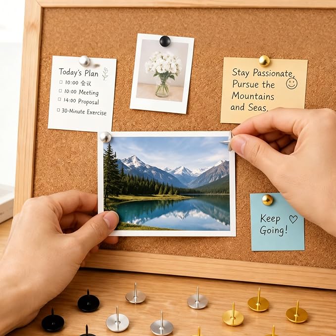 450Pcs Push Pins with Storage Box – Gold, Cork Boards & Home Decor - Image 4