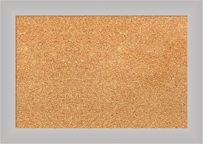 Amanti Art Natural Cork Board for Wall, 15x21 Vision Board with Silver Wood Frame, Small Corkboard Office Decor for Home Organization, Modern Corkboard Pinboard to Display Items for Home Organization-DeskLoop Office