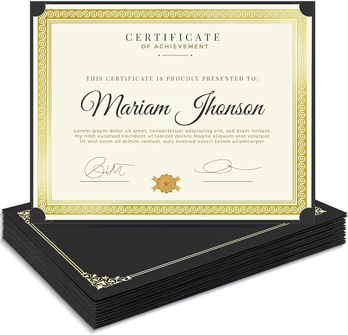 SUNEE Single Sided Certificate Holders, 15 Packs Black Diploma Holders by SUNEE