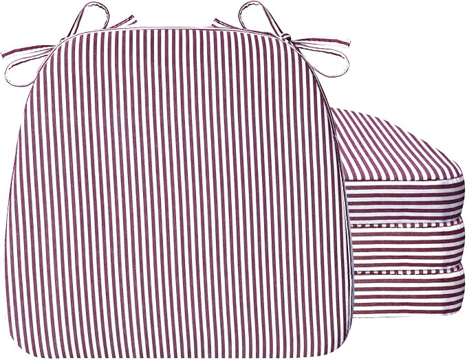 AAAAAcessories D-Shaped Chair Cushions, Machine-Washable Cover, Pinstripe Red by AAAAAcessories