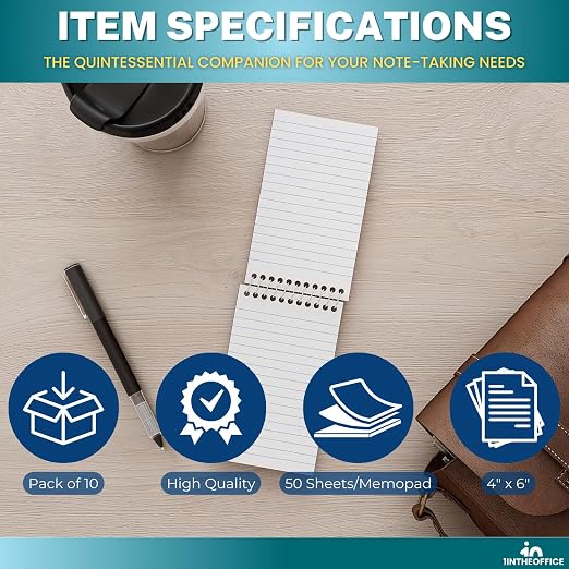 1InTheOffice Wirebound Memo Pads, 50 Sheets/Pad - Image 7