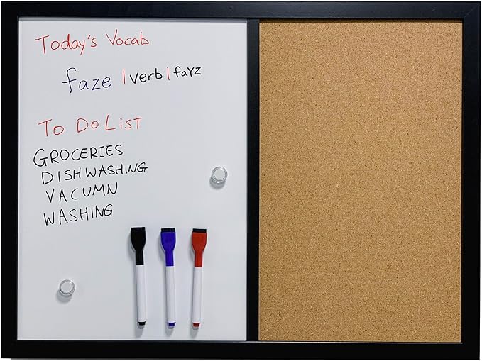 36x24 Wall-Mount Combo Board - Magnetic Dry Erase & Corkboard with Sleek Black Frame for Home & Office (24x36)-DeskLoop Office