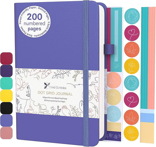 Bullet Dotted Journal – 140gsm Bleed Proof Thick White Paper – 200 Numbered Dot Grid Pages – 5.8 x 8.3 inch Dotted Notebook by Vivid Scribbles-DeskLoop Office