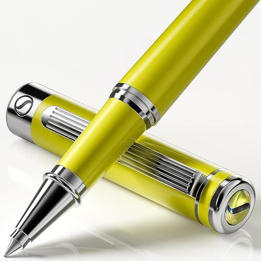 Scriveiner Chartreuse Rollerball Pen - Stunning Luxury Pen With Chrome Finish, Schmidt Ink Refill, Best Roller Ball Gift Set for Men & Women, Professional, Executive Office, Nice Pens