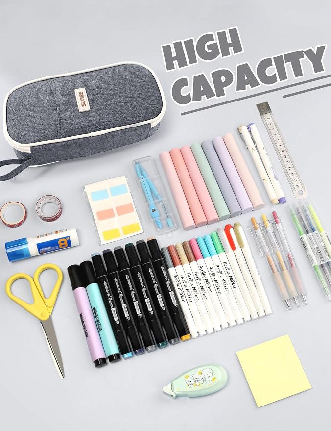 SUNEE Cute Pencil Case, Aesthetic Pen Pouch, Colored Large Pencil Bag - Image 3