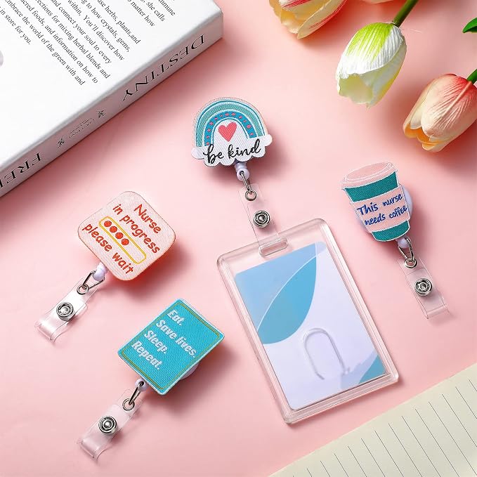 Zonon 8 Pcs Nurse Badge Reels Pediatric Badge Reels Cute Felt Retractable Funny - Image 4