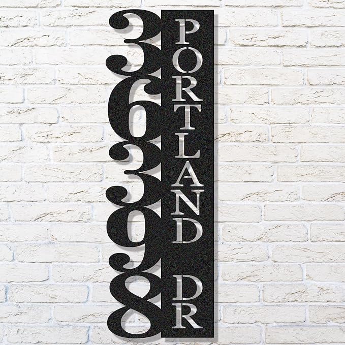 Custom Metal House Number Sign, Personalized House Number Sign, Vertical by HYTSIGN