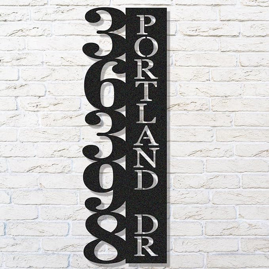 Custom Metal House Number Sign, Personalized House Number Sign, Vertical by HYTSIGN