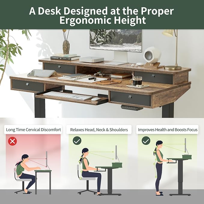 FEZIBO 55'' x 24" Height Adjustable Electric Standing Desk - Image 5