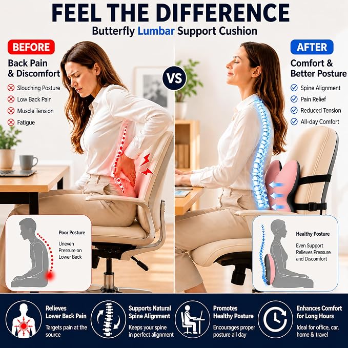 Memory Foam Lumbar Support Pillow, Back Support - Image 2