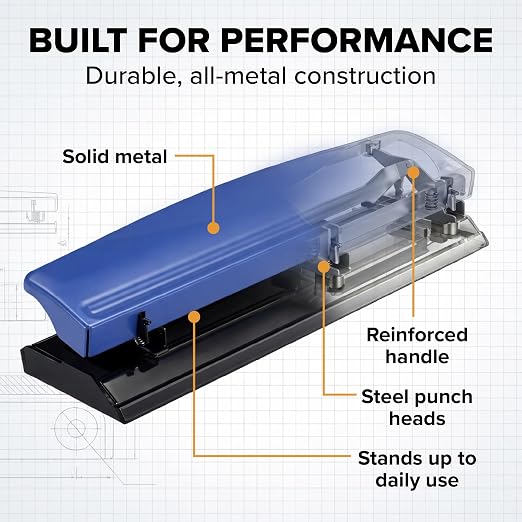Bostitch 3-Hole Punch, 15 Sheet Capacity, Heavy Duty All-Metal Paper Punch - Image 5