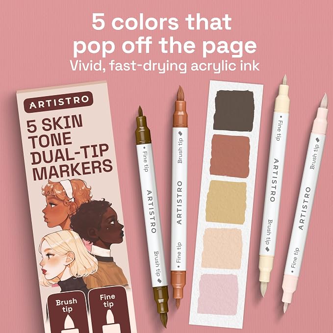 ARTISTRO 5 Skin Tones Acrylic Paint Markers - Image 2