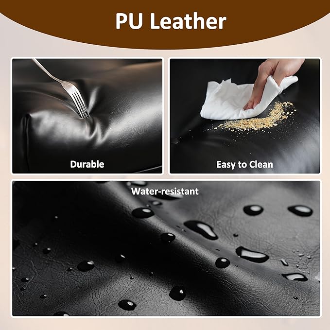 Faux Leather Executive Office Chair - Big and Tall Ergonomic Home Office Chair,Reclining Computer Desk Chair with Lumbar Support,Adjustable Task Chair Swivel Rolling PC Chair with Wheels,Black,PU-DeskLoop Office