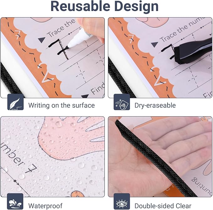 AKONEGE 30 Pack Oversized Dry Erase Pocket Sleeves Reusable 10 x 13 Inches - Image 4