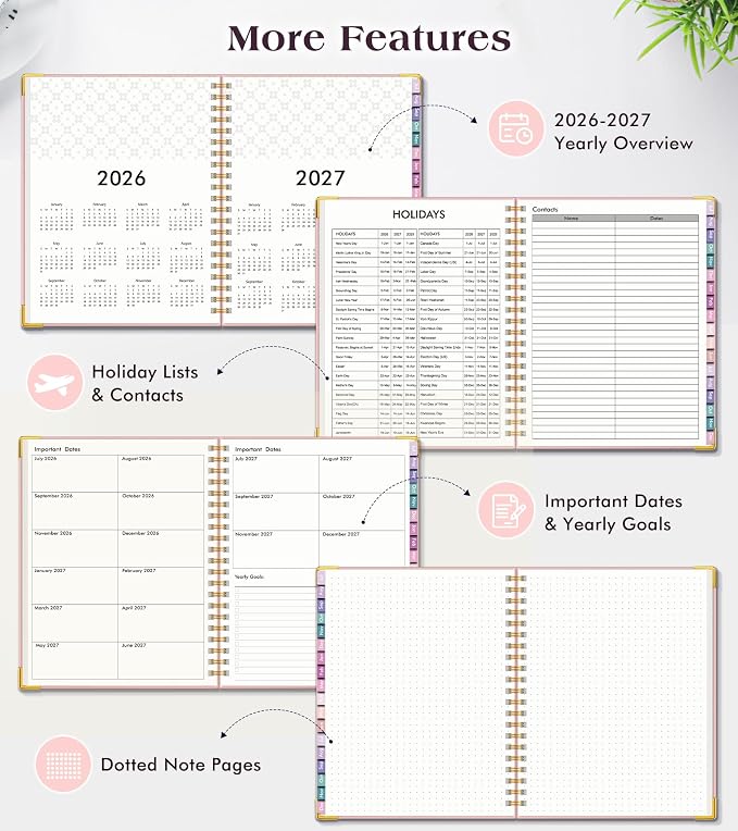 Academic Planner 2026-2027, 18 Months Weekly and Monthly Hardcover Planner - Image 6