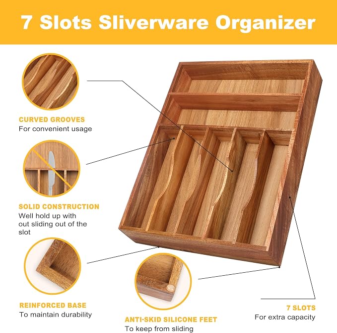 Oridom Kitchen Acacia Silverware Organizer - Image 5