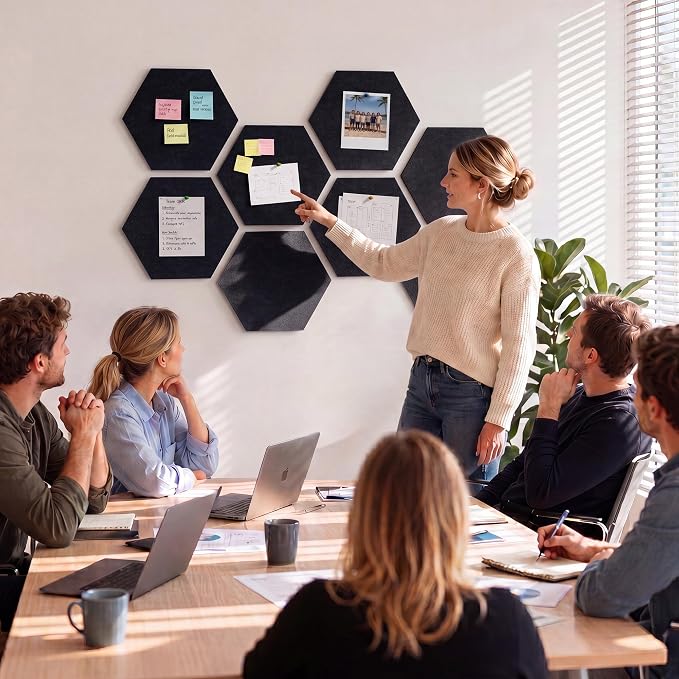 8 Pack Hexagon Felt Bulletin Board Tiles - Image 4