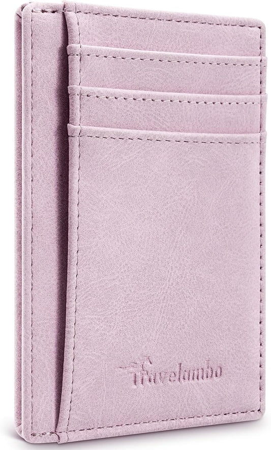 Travelambo Slim Wallet Front Pocket Minimalist Leather RFID Blocking Medium Size by Travelambo