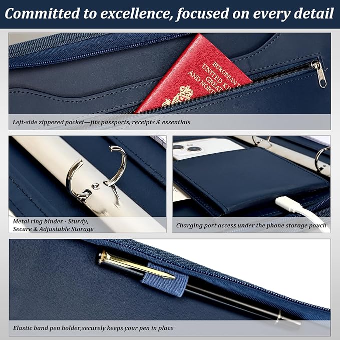 Leathario Portfolio Binder, Includes 5 Folder Index Dividers and 3 Notepads - Image 5